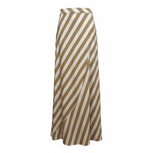 Tan & White Striped Maxi Skirt